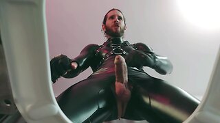 Hot alpha master dominant verbal humiliation with dirty talk and leather cock