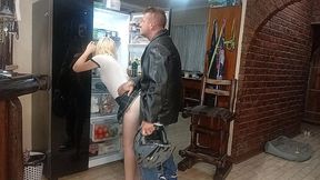 biker fucking my pussy in the kitchen fridge real amateur homemade sex