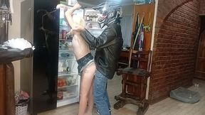 biker fucking my pussy in the kitchen fridge real amateur homemade sex