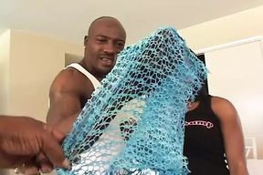 Busty black hoe eats cum after hot fuck