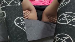 POV Trans Girlfriend's Risky Footjob and Double Cumshot in Socks