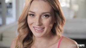 ”Cherry of the Month Charlotte Sins Tatted Blonde Masturbates After Stripping”