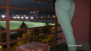 Public desperate pissing in jeans and masturbate