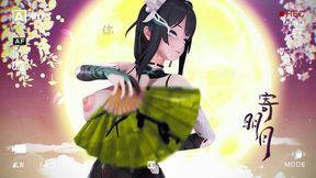 aether gazer ying zhao hentai undress dance big boobs bouncing mmd 3d yellow hand fan