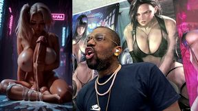 futuristic fat girl cock transgender blonde girl dumping loads of cum in the middle of the street, ai generated