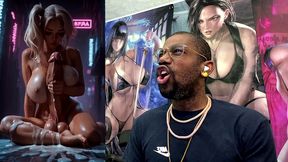 futuristic fat girl cock transgender blonde girl dumping loads of cum in the middle of the street, ai generated