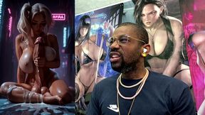 futuristic fat girl cock transgender blonde girl dumping loads of cum in the middle of the street, ai generated