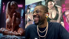 futuristic fat girl cock transgender blonde girl dumping loads of cum in the middle of the street, ai generated