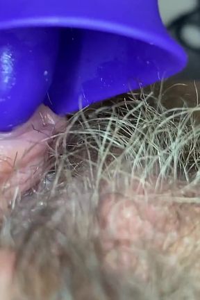 Extreme closeup big clit licking toy orgasm hairy pussy