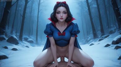 While the gnomes don't see. Snow White jumps on a dick and gets an anal creampie.