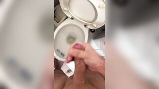 Solo guy wanking inside toilet and nut