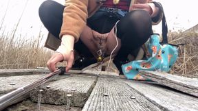 Independent Training No80 Tucking And Anal Exposure Walk on the Riverside Part 1