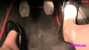 Nyllady's Revving in Black Ballet Flats and Nude Sheer Pantyhose