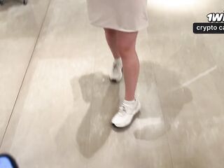 Public Teasing With Sex-toy Turns Into Wild Sex in Store Fitting Room