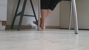 Bare Feet Under the Desk, Unaware and Exposed