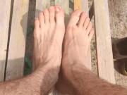 Close up view of my feet outside