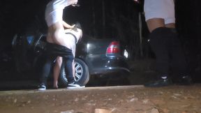 Sharing short and young hot wife with stranger BBC on the street INTERRACIAL