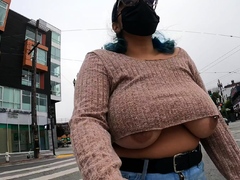 outdoor street underboob