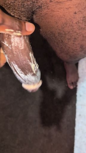 Creamy masturbation with my big black cock