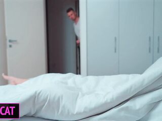 Please, dont cum inside step mom! Step son came to step mother's while step father at the shower