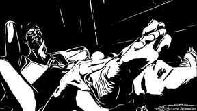 cartoon tiny girl worships huge woman feet