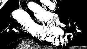 cartoon tiny girl worships huge woman feet