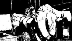 cartoon tiny girl worships huge woman feet