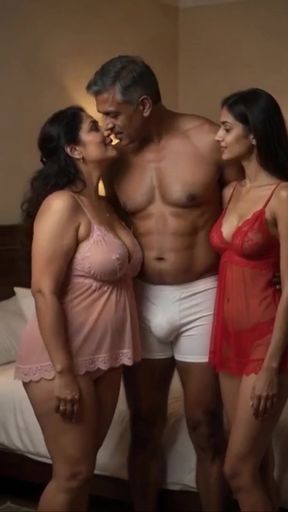 Hot wife and her Indian lesbian friend get frisky with a group