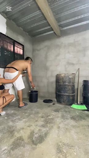 Tiojack was plastering the wall and I wanted to suck his ass