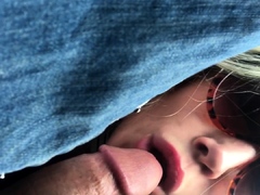 Real amateur blonde gives a hot POV blowjob on the train