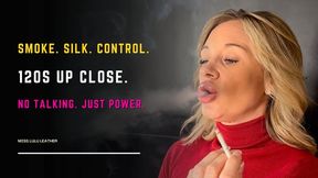 Up Close 120s – No Talking, Just Pure Smoking Filmed Up Close From Start to Finish – Every Drag, Every Exhale & Every Detail Captured in Silence – ASMR Smoking - Miss Lulu Leather - MP4 HD