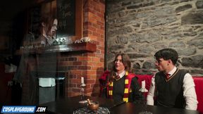 Selina Bentz as Hermione and Audrey Reid as Moaning Myrtle Take Turns on a Lucky Wizard's Hard Cock - Harry Potter Porn Parody