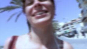 Amateur Fucks Her Vagina by the Pool