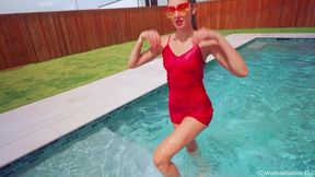 Lila gets Wet in a Sexy Red Nightgown
