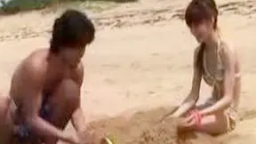 Stepbrother Secret Affair on the beach with Sweet Japan Girl