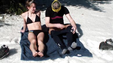 Rare sex video - fucking on ski in he winter forrest