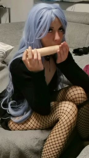 Blue hair nasty Scarlett as birthday gift part 1