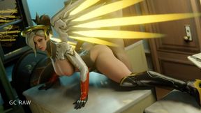 Doggy Style sex with Hot Flexible Mercy on table. GCRaw. Overwatch