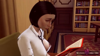 Two Young Students First Time Lesbian in the Library - Sexual Hot Animations