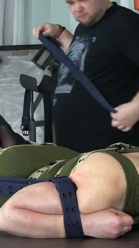 Double Chicken Wing Bondage with Open Pussy