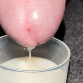 Extreme Closeup Huge Thick Load of Cum Edged Out Into Cup and Swallowed