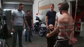 Muscled Mechanic, Bound, Fucked From Both Ends, And Doused With Cum