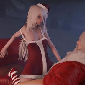 Cute Little Chrismas Slut Riding Santa In His Sled