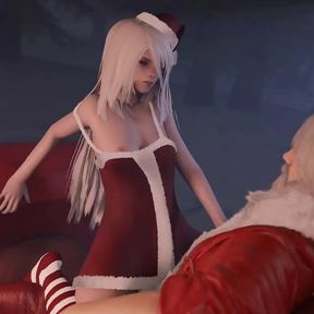 Cute Little Chrismas Slut Riding Santa In His Sled