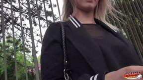 german scout - schlankes tattoo teeny monika in berlin fuer casting angesprochen und direkt gefickt