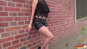 german scout - schlankes tattoo teeny monika in berlin fuer casting angesprochen und direkt gefickt