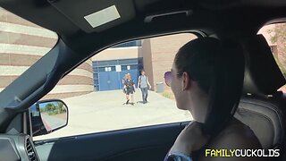 Taboo family fun: step mom gives biker step dad a hot bj as step sons join in and enjoy bisexual anal creampie action