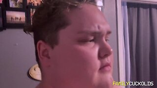 Taboo family fun: step mom gives biker step dad a hot bj as step sons join in and enjoy bisexual anal creampie action