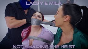 Lacey and Mila - The Double Triple Cross After the Heist MP4 HD ( BBW Bondage FF Bondage , Duct Tape Wrap Gag , Tape Bondage , Tegaderm Clear Tape Gag , OTM bandana Gag , Neck Tie , Microfoam Cleave Gag )