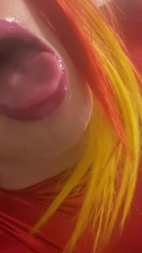 Depraved Sissy Gags on Cock, Cums on Cock, Eats Her Cum